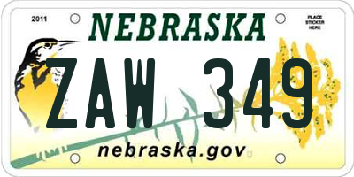 NE license plate ZAW349