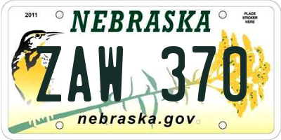NE license plate ZAW370