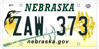 NE license plate ZAW373