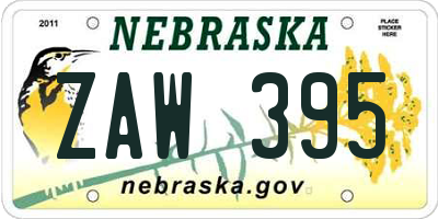 NE license plate ZAW395