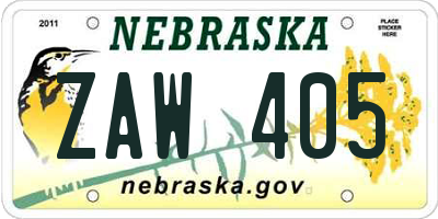 NE license plate ZAW405