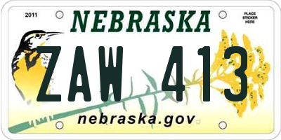NE license plate ZAW413