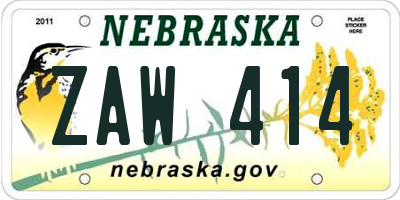 NE license plate ZAW414