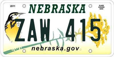 NE license plate ZAW415