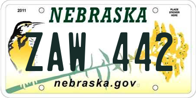 NE license plate ZAW442