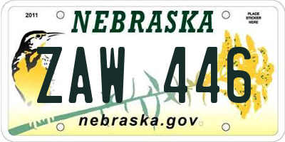 NE license plate ZAW446