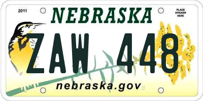 NE license plate ZAW448