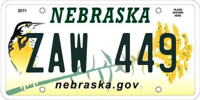 NE license plate ZAW449