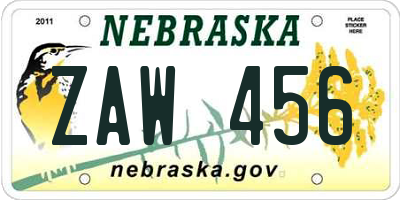 NE license plate ZAW456