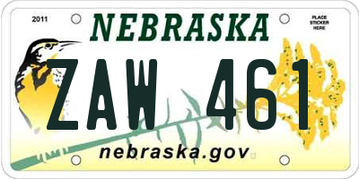 NE license plate ZAW461