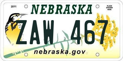NE license plate ZAW467