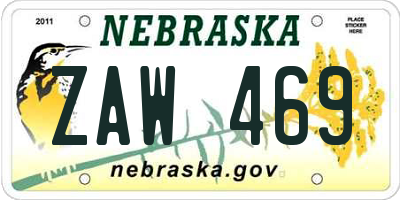 NE license plate ZAW469
