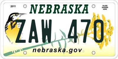 NE license plate ZAW470