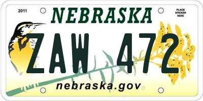NE license plate ZAW472