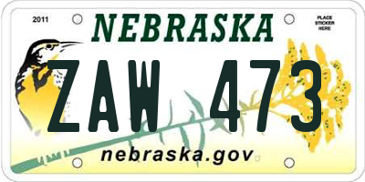NE license plate ZAW473