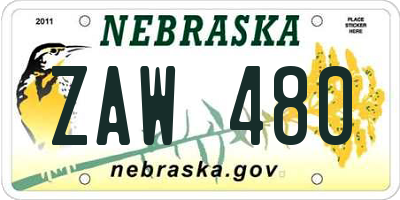 NE license plate ZAW480
