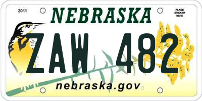 NE license plate ZAW482
