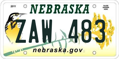 NE license plate ZAW483