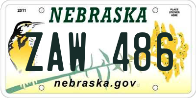 NE license plate ZAW486