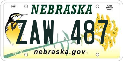 NE license plate ZAW487