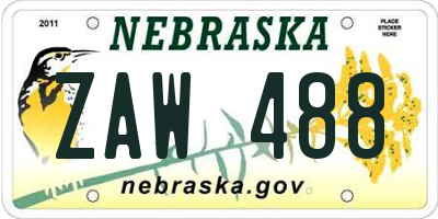 NE license plate ZAW488