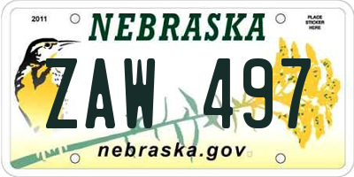 NE license plate ZAW497