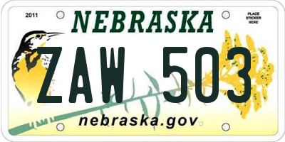 NE license plate ZAW503