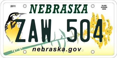 NE license plate ZAW504