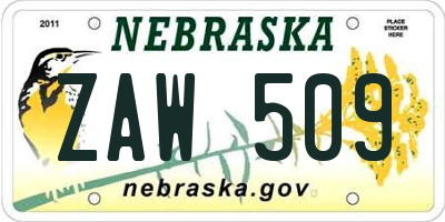 NE license plate ZAW509