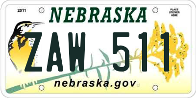 NE license plate ZAW511
