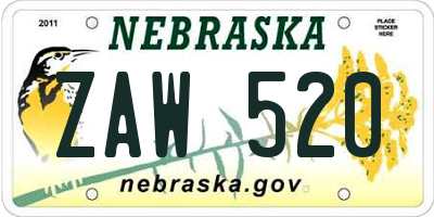 NE license plate ZAW520
