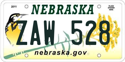 NE license plate ZAW528