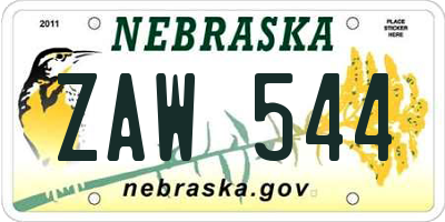 NE license plate ZAW544