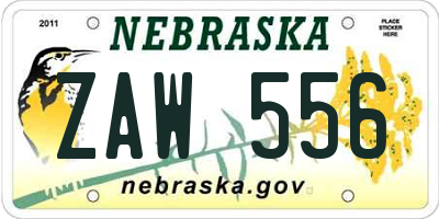 NE license plate ZAW556