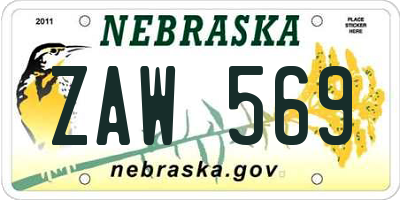 NE license plate ZAW569
