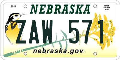 NE license plate ZAW571