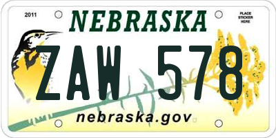 NE license plate ZAW578