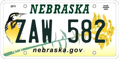 NE license plate ZAW582
