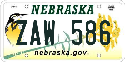 NE license plate ZAW586