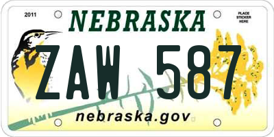 NE license plate ZAW587