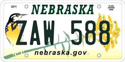 NE license plate ZAW588
