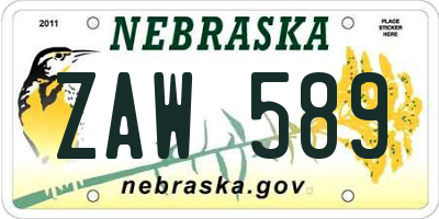 NE license plate ZAW589
