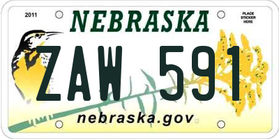NE license plate ZAW591