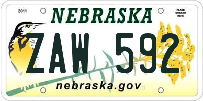NE license plate ZAW592