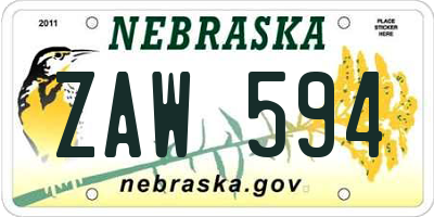 NE license plate ZAW594