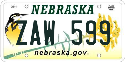 NE license plate ZAW599