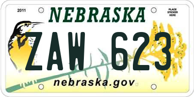 NE license plate ZAW623