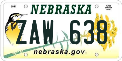 NE license plate ZAW638