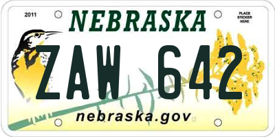 NE license plate ZAW642