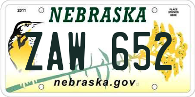 NE license plate ZAW652